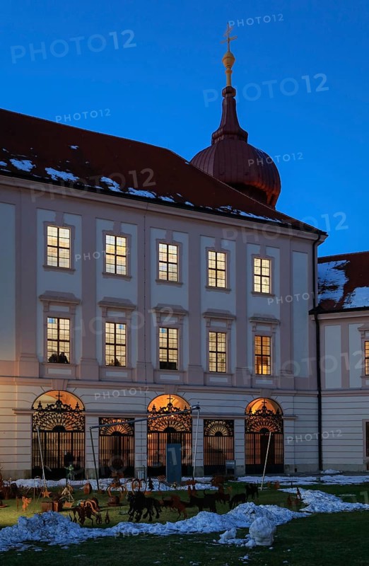 Building with the imperial staircase in the evening in winter