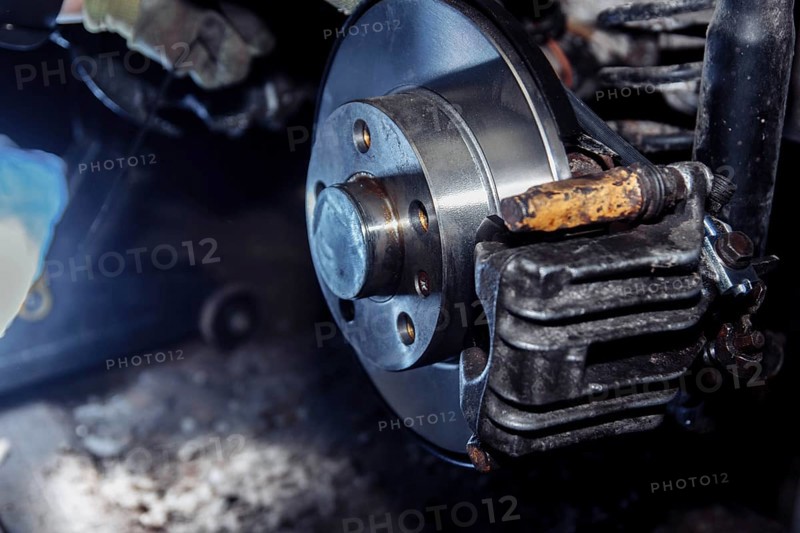 Installing a new brake disc on a car hub