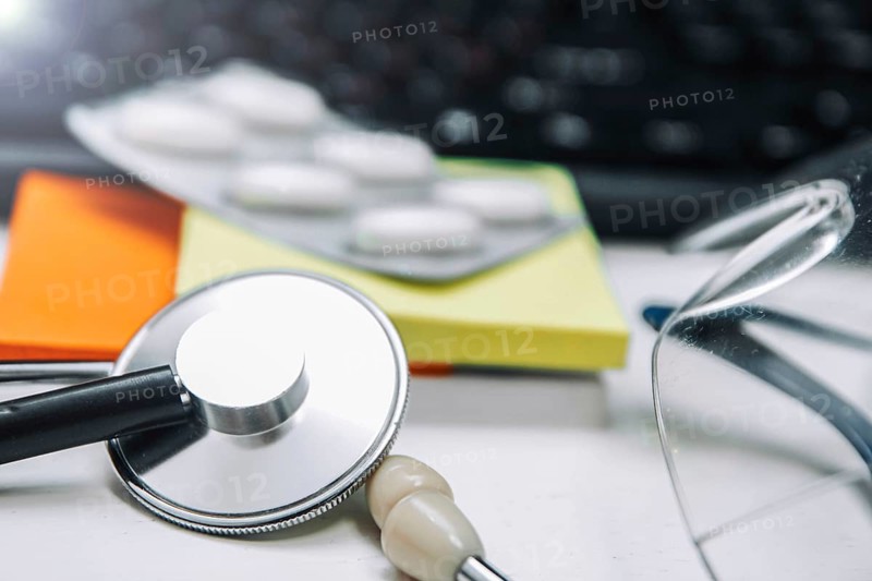 Doctor's desk close-up: phonendoscope
