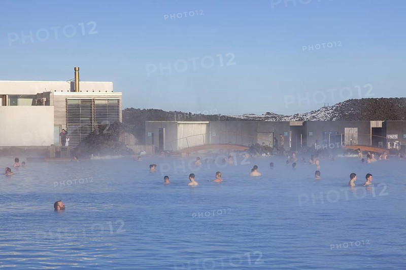 Tourists bathing in the Blue Lagoon