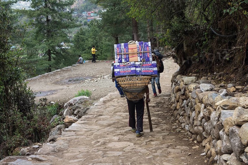 Nepali porter on the Everest Base Camp trekking route