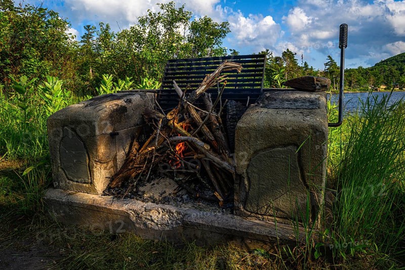 Fireplace on a South Lake in Catskills Mountains