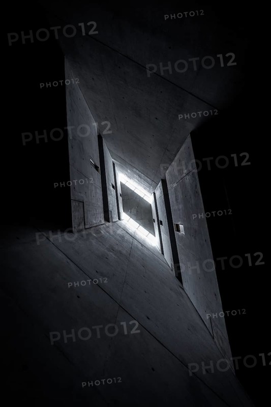 Abstract concrete architecture with a play of light and shadow