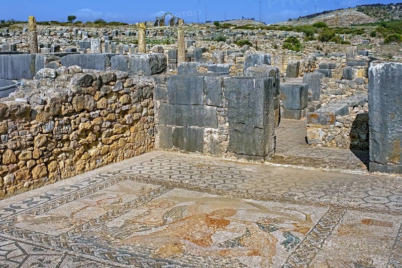 Roman mosaic showing abduction of Hylas in the House of Venus at Volubilis