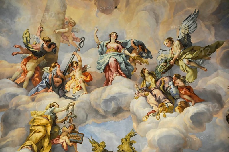Detail of the dome fresco by Johann Michael Rottmayr