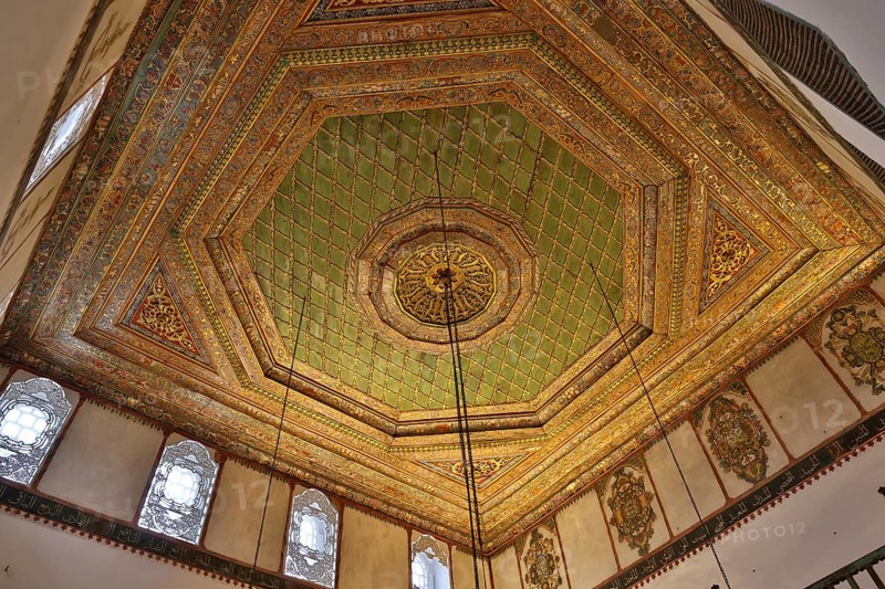 Decorated wooden ceiling of the Halveti-Tekke in Berat