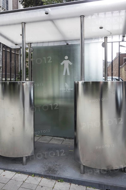 Public stainless steel urinals for men in the city Ghent