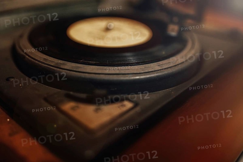 Vinyl record on retro turntable