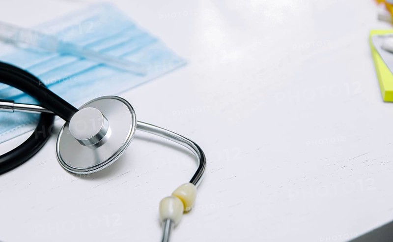 Doctor's desk close-up: phonendoscope