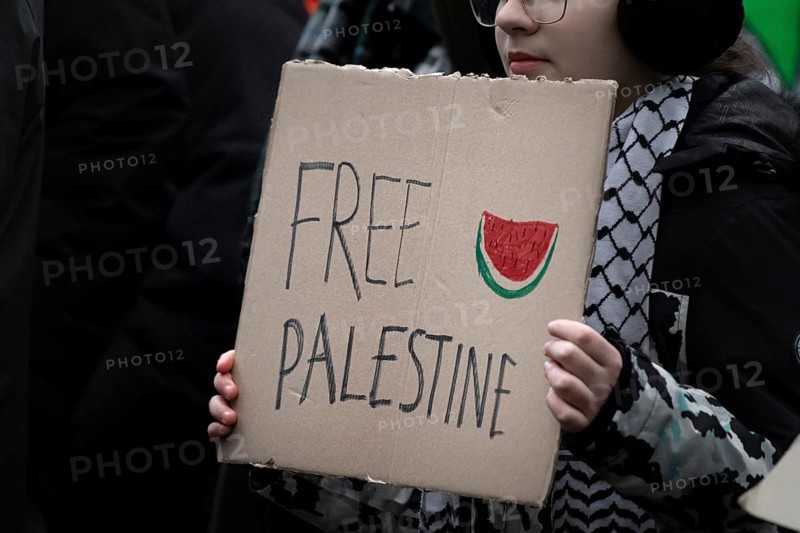 Hundreds of people take part in a pro-Palestine demonstration in Frankfurt am Main on 23 December 2023. The demonstration is accompanied by a massive police presence. Since a terrorist attack by Hamas on Israel on 7 October 2023 and Israel's subsequent intervention in the Gaza Strip