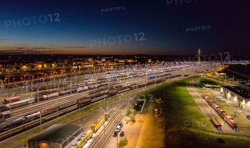 Aerial view DB Cargo marshalling yard Halle