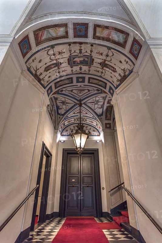 Staircase with ceiling frescoes in Palazzo Cattaneo Adorno