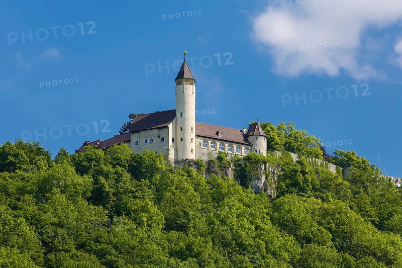 Teck Castle with hiking home of the Swabian Alb Association