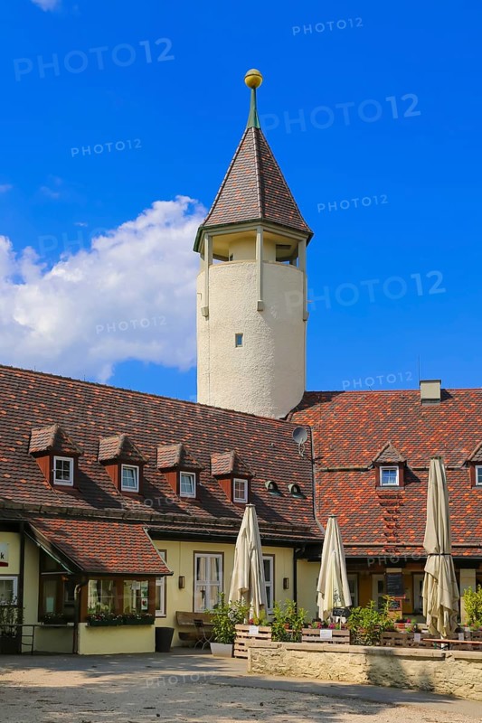 Teck Castle with hiking home of the Swabian Alb Association