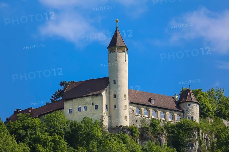 Teck Castle with hiking home of the Swabian Alb Association