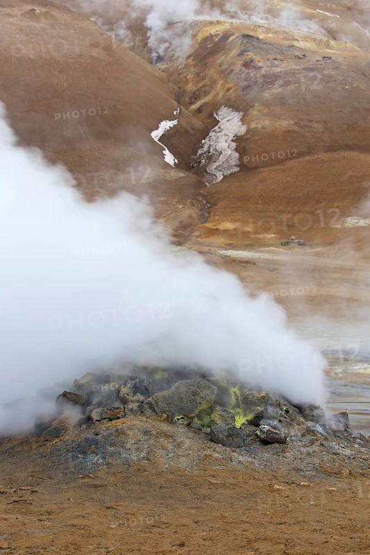 Steaming fumarole at Hverir