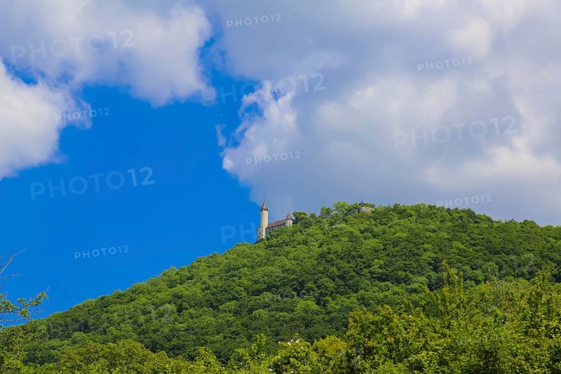 Teck Castle with hiking home of the Swabian Alb Association