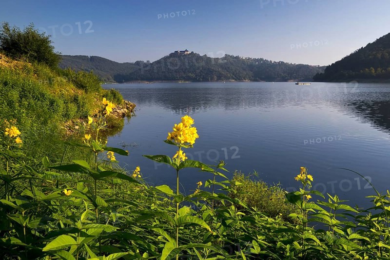 Lake Edersee with a view of Waldeck Castle