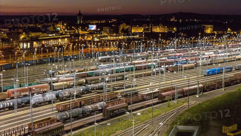 Aerial view DB Cargo marshalling yard Halle