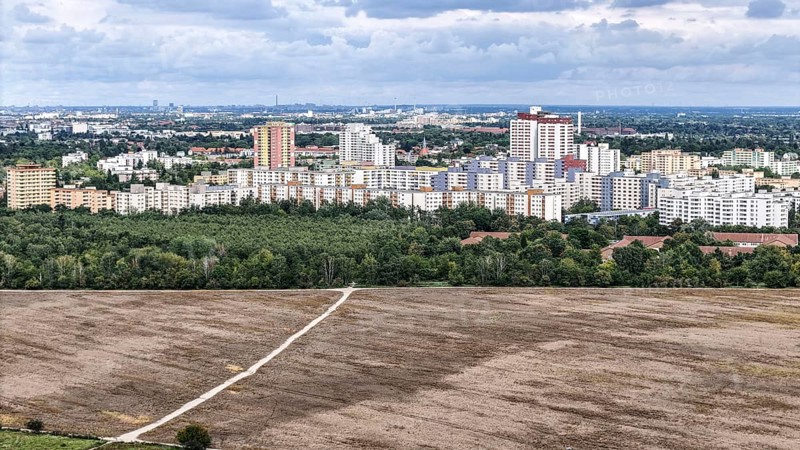 Aerial view of the large housing estate Waldsassenser Strasse in the Berlin district of Marienfelde. The estate was built in the 1970s