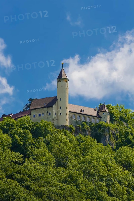 Teck Castle with hiking home of the Swabian Alb Association