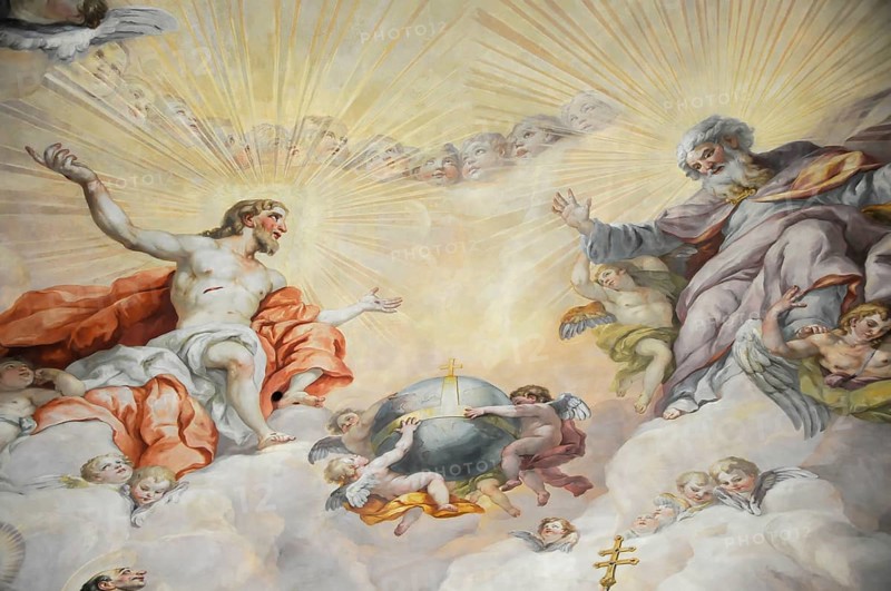 Detail of the dome fresco by Johann Michael Rottmayr