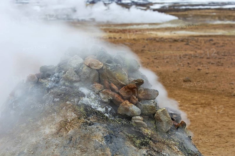 Steaming fumarole at Hverir