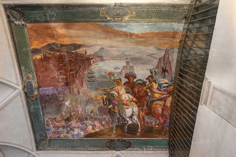 Ceiling fresco in the entrance hall of Palazzo Cattaneo Adorno