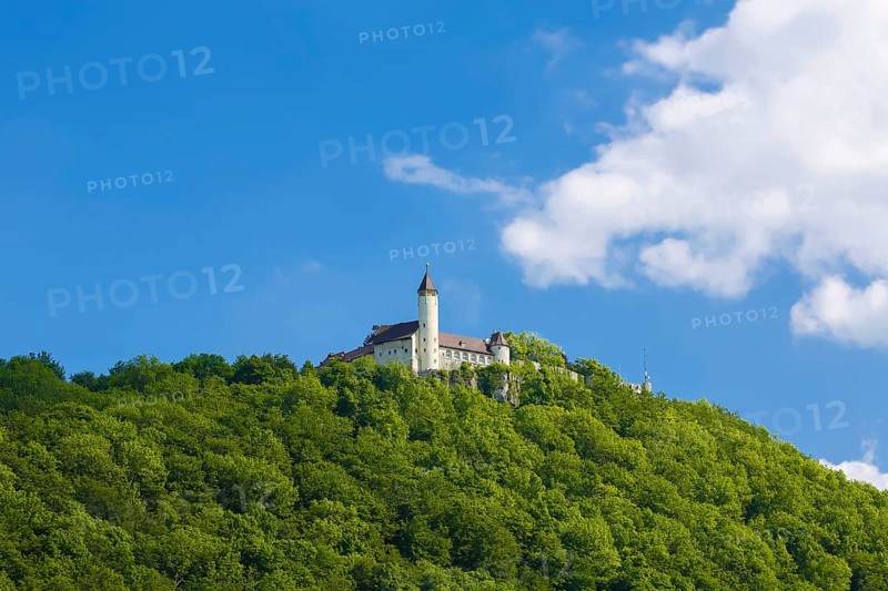 Teck Castle with hiking home of the Swabian Alb Association