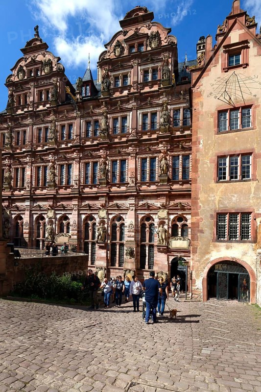 Heidelberg castle, Courtyard with the Friedrich building, Heidelberg, Baden Wurttemberg, Germany, Europe