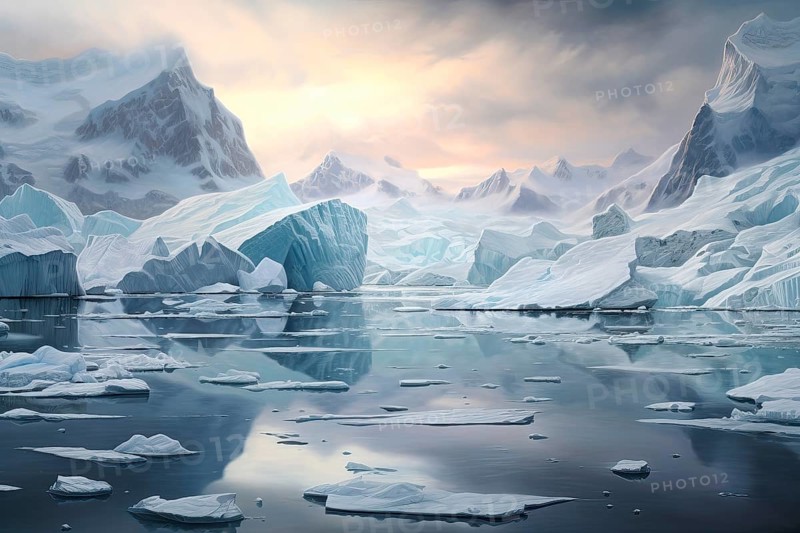 Aerial view of an Antarctic icy landscape, AI Generated, AI generated