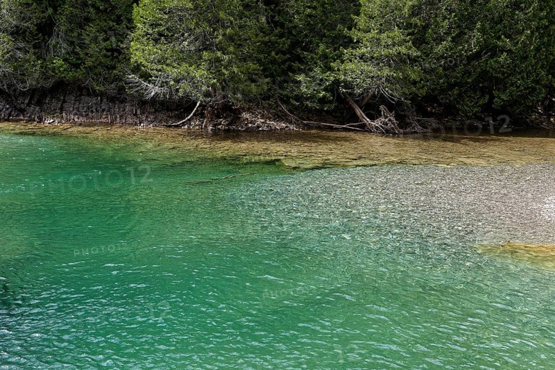 Crystal clear water at Emerald Falls, Portage River, Gaspesie, Province of Quebec, Canada, North America