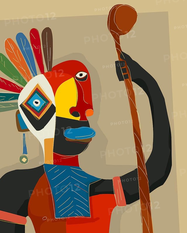 The club warrior, abstract art colorful vector card