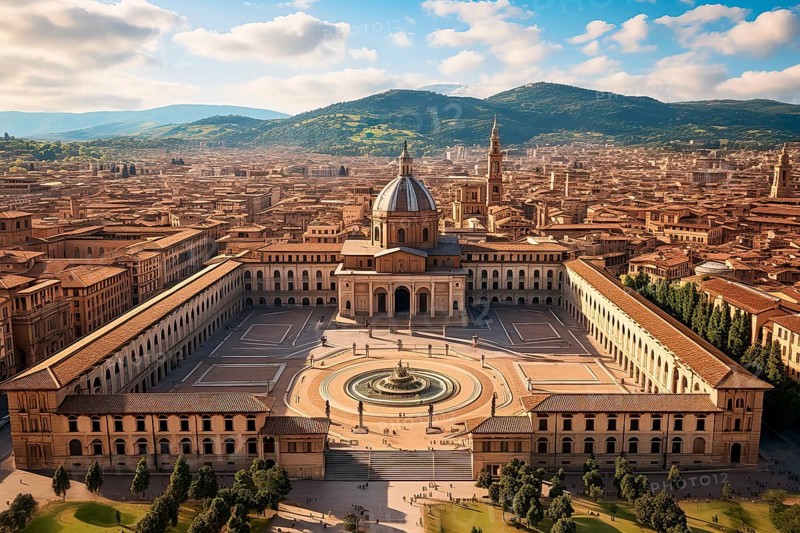 Surrealist view of old Florence city center, Italy, AI Generated, AI generated, Europe