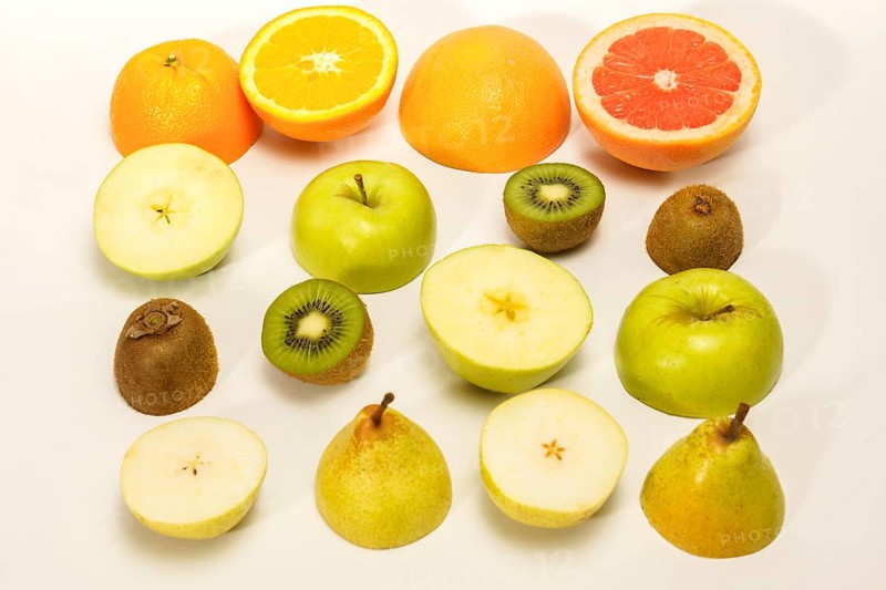 Fresh fruit cut in half. citrus fruits, lime, lemon, orange, grapefruit isolated on white background