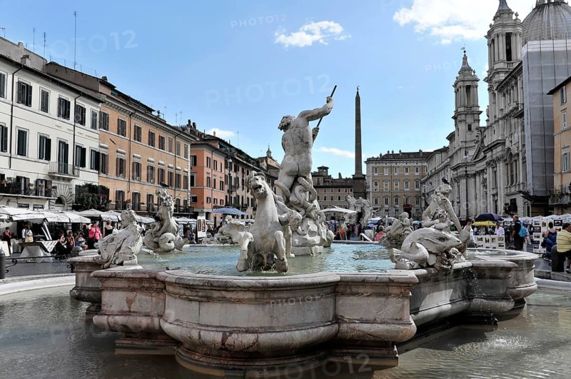 Fountain of the Moors, Fontana del Moro, Piazza Navona, Rome, Lazio, Italy, Europe