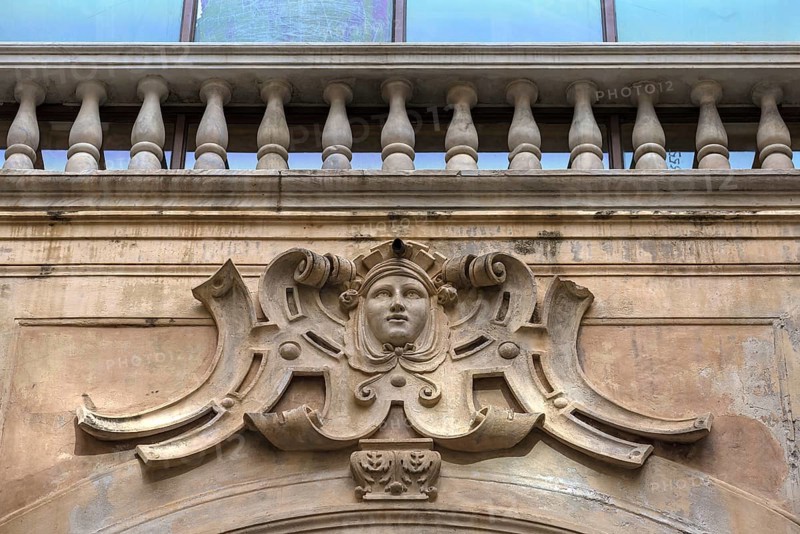 Figural ornamentation in the courtyard of Palazzo Doria Spinola, former 16th century manor house, now a prefecture, Genoa, Italy, Europe