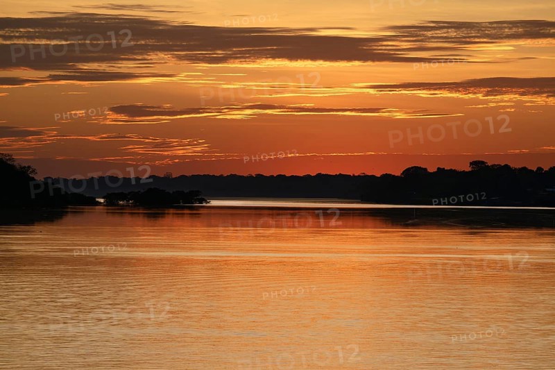 Sunrise on the Madeira River, Amazonas state, Brazil, South America