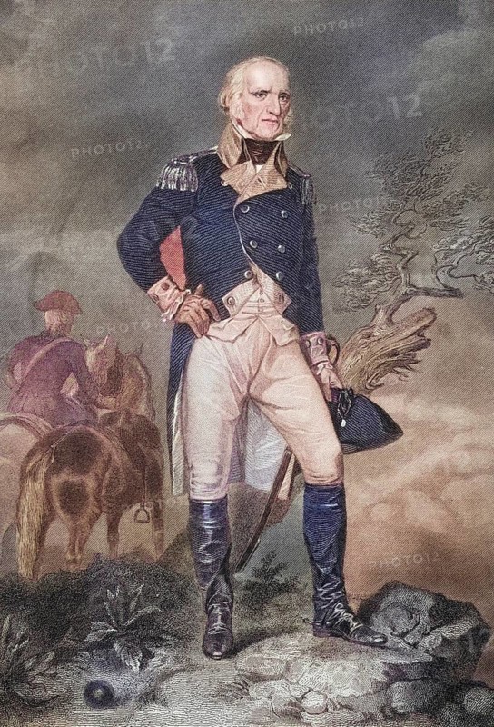 John Stark (born 28 August 1728 in Londonderry, New Hampshire Colony, today USA, died 8 May 1822 in Manchester (New Hampshire) was a general who served in the American Continental Army during the American War of Independence, after a painting by Alonzo Chappel (1828-1878), Historic, digitally restored reproduction from a 19th century original