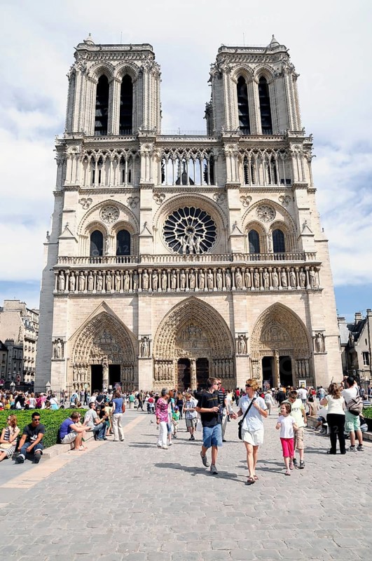 Notre Dame de Paris Cathedral, west facade, Ile de la Cite, Paris, France, Europe