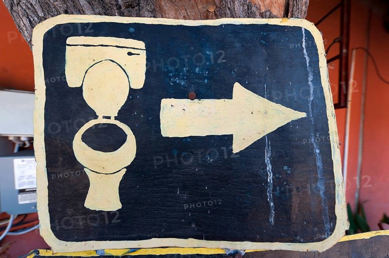 Toilet, hint, WC, direction, hint, painted, picture, arrow, toilet sign