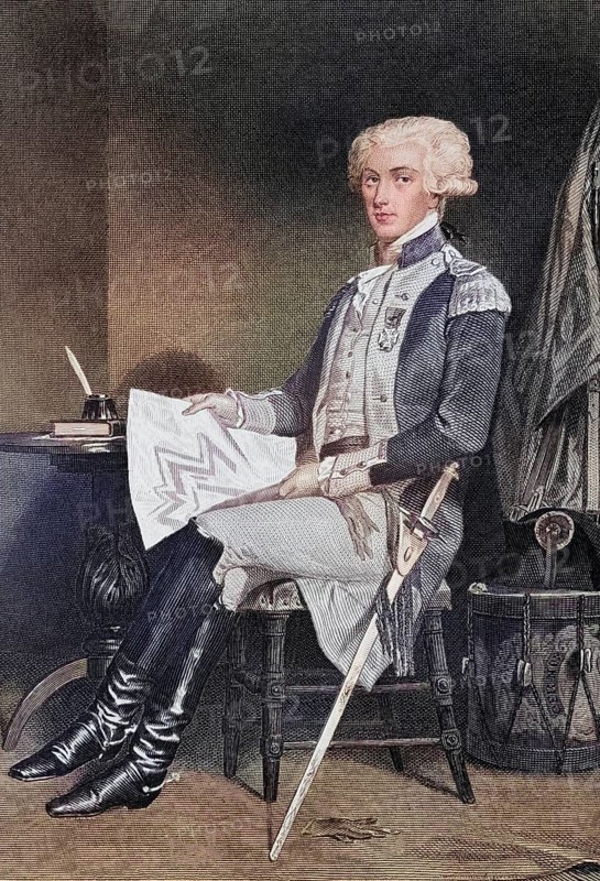 Marie-Joseph-Paul-Yves-Roch-Gilbert du Motier, Marquis de La Fayette or Lafayette (born 6 September 1757 in Chavaniac (today Chavaniac-Lafayette), France, died 20 May 1834 in Paris) was a French General de division and politician. The Enlightenment leader took part in the American War of Independence on the side of the colonists and played an important role in the French Revolution, after a painting by Alonzo Chappel (1828-1878), Historical, digitally restored reproduction, after a painting by Alonzo Chappel (1828-1878), Europe