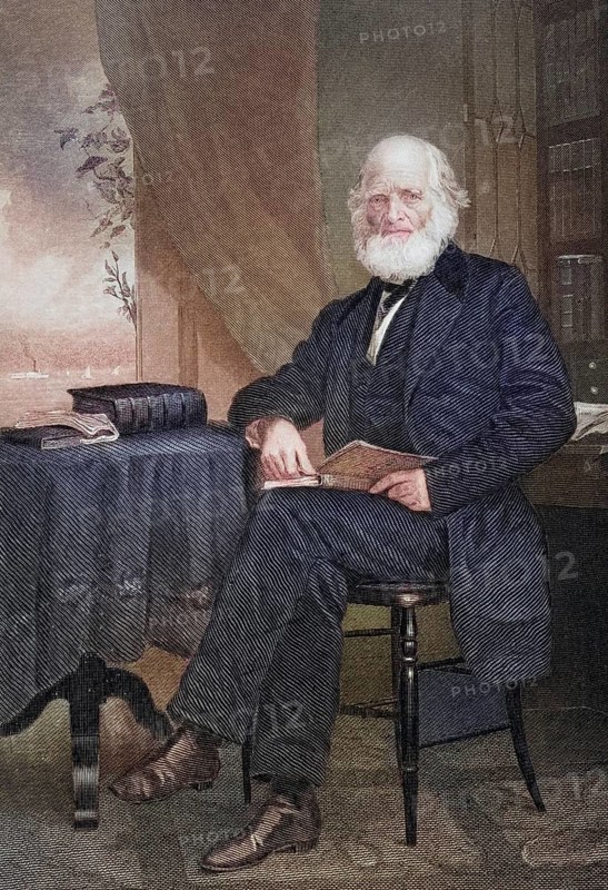 William Cullen Bryant (born 3 November 1794 in Cummington, Massachusetts, died 12 June 1878 in New York City) was an American writer, lawyer and journalist, after a painting by Alonzo Chappel (1828-1878), Historical, digitally restored reproduction from a 19th century original