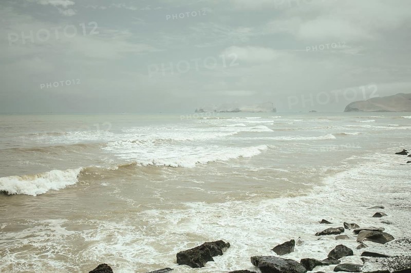 View of the island of San Lorenzo from the beach of La Punta, Callao, Lima
