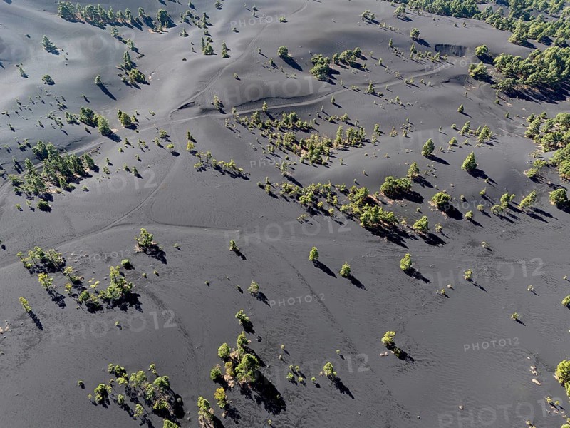 Aerial view of the lava sand areas Montana de Enrique and Quemada, Tacande de Arriba, La Palma, Canary Islands, Spain, Europe
