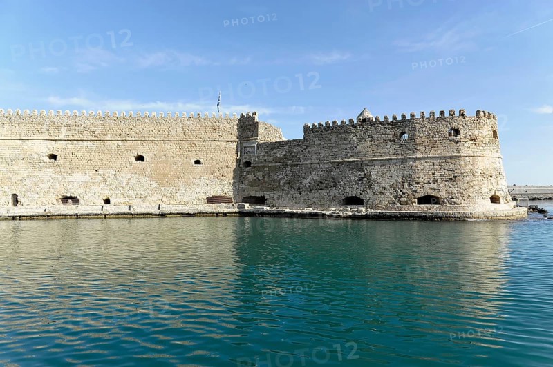 Koules Castle, Venetian harbour, yachts and fishing boats, Heraklion, Iraklion, Crete, Greece, Europe