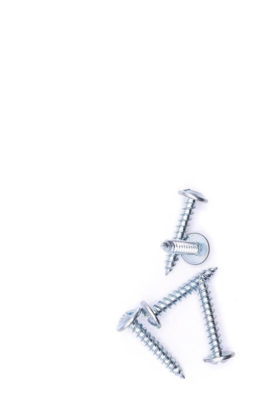 Various screws isolated on white background. Image of screws on isolated background. Concept of isolated screws