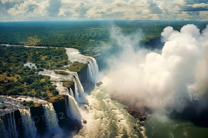 Aerial view of the Victoria Falls, Zambezi River, AI Generated, AI generated