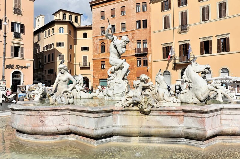 Fountain of the Moors, Fontana del Moro, Piazza Navona, Rome, Lazio, Italy, Europe