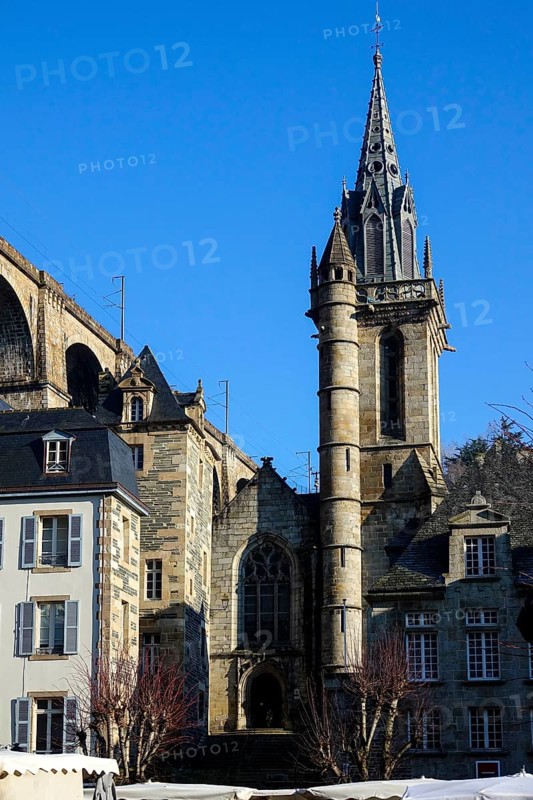 Place des Otages, Saint Melaine church, Morlaix Montroulez, Finistere Penn Ar Bed department, Brittany Breizh region, France, Europe